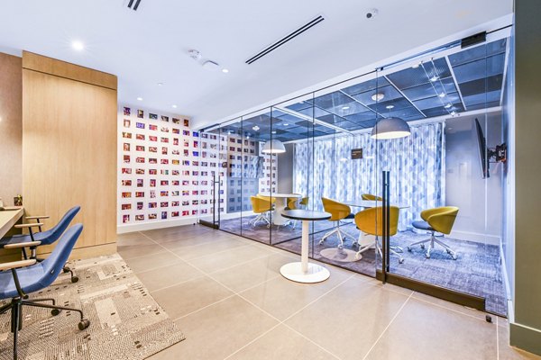 Clubhouse meeting facility with modern design at SoNYa Apartments in New York City