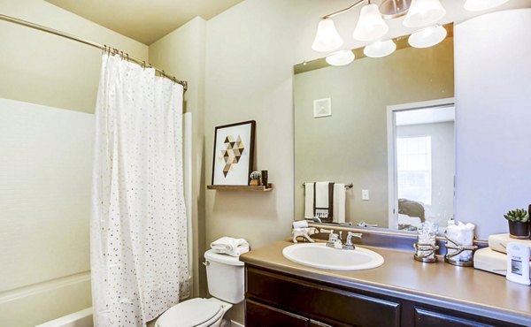 Modern bathroom with sleek fixtures in The Langston Apartments