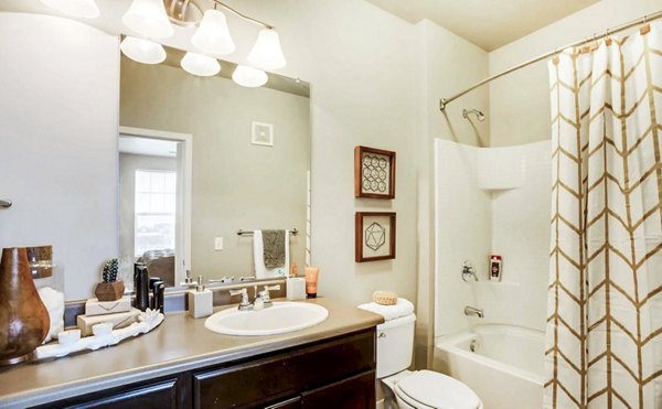 Elegant bathroom with modern fixtures at The Langston Apartments luxury rentals