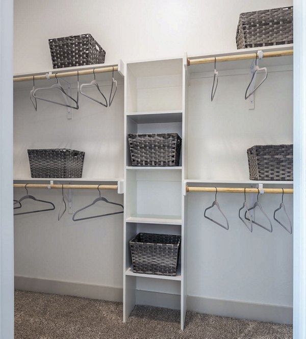 Spacious bedroom closet with custom shelving at Broadstone North Ridge Apartments