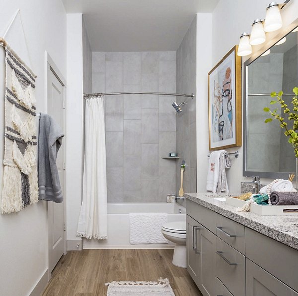 Bathroom featuring sleek modern fixtures at Broadstone North Ridge Apartments, a luxury community in an upscale neighborhood