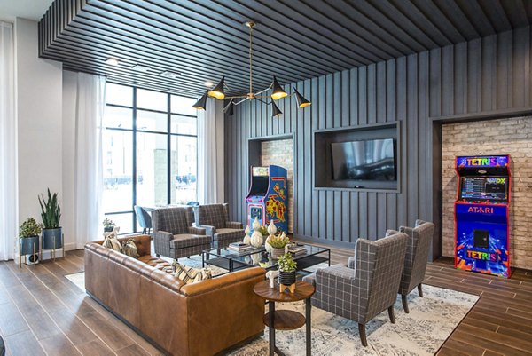 Luxurious clubhouse with modern design at Broadstone North Ridge Apartments, ideal for relaxation and social gatherings