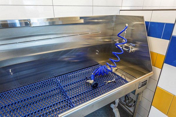 Convenient dog wash station at Broadstone North Ridge Apartments, offering pet-friendly amenities in a luxury living environment