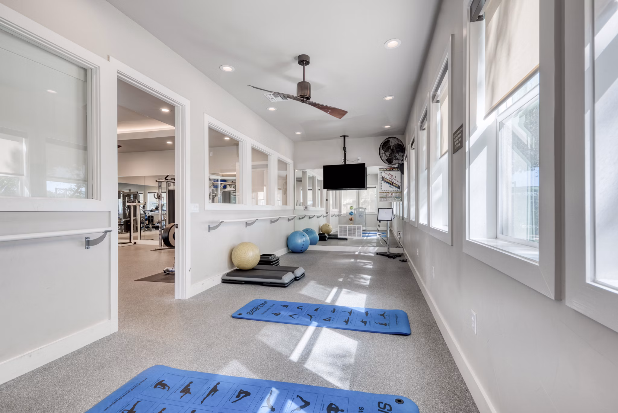 Yoga/spin studio with state-of-the-art equipment at Roots at O'Connor Apartments