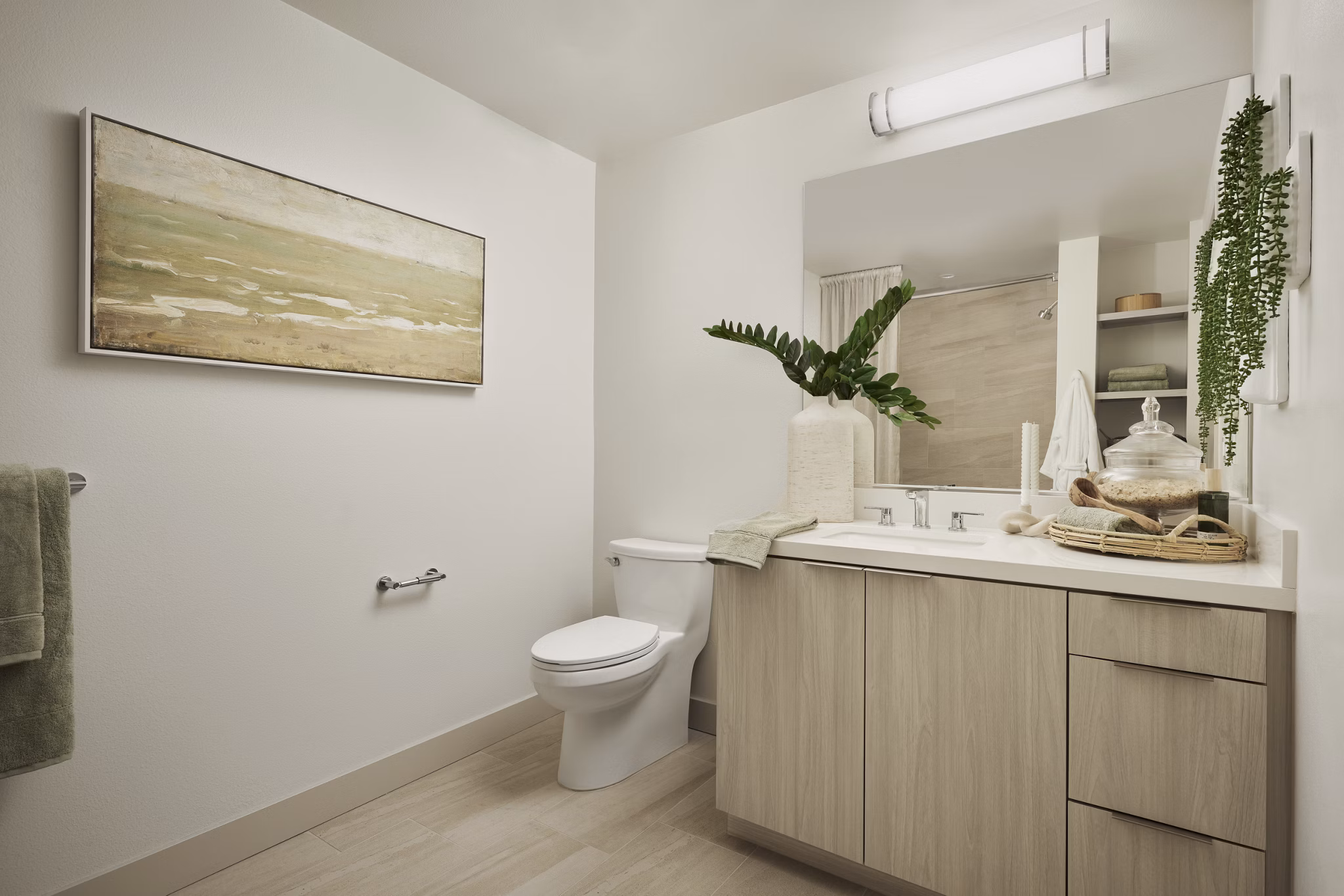 Bathroom featuring elegant fixtures and modern design at Santal Thousand Oaks Apartments