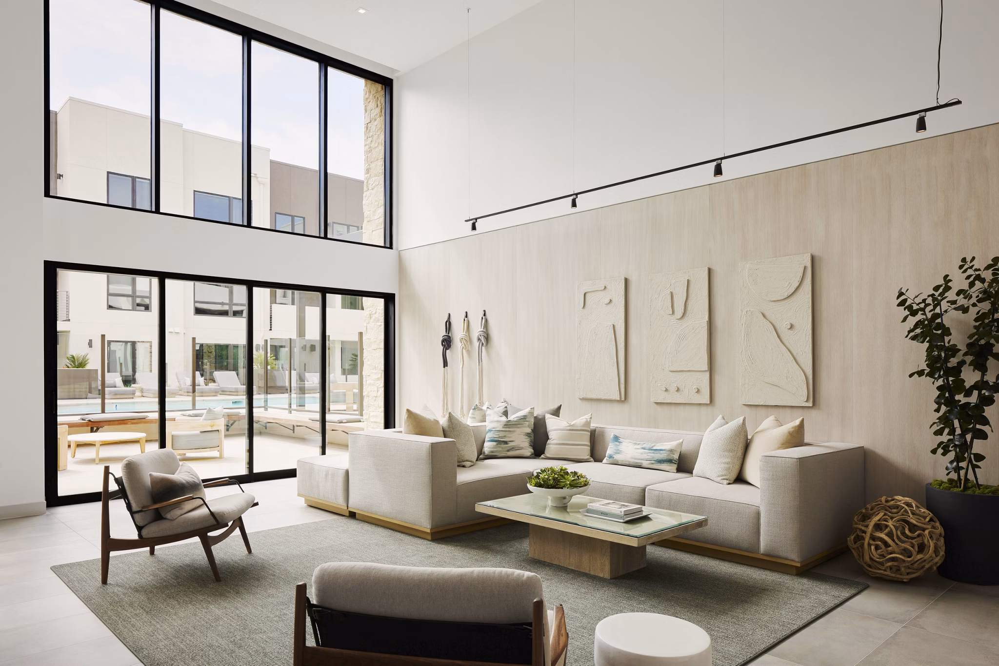 Elegant clubhouse with modern design elements at Santal Thousand Oaks Apartments