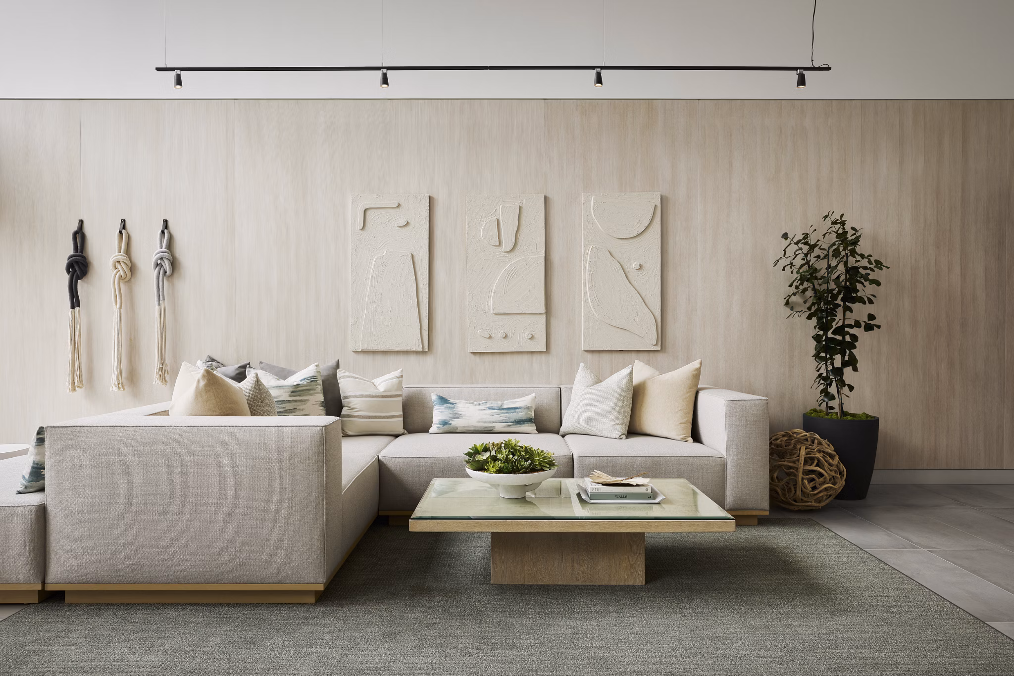 Clubhouse with elegant design and cozy seating at Santal Thousand Oaks Apartments, a Greystar luxury community