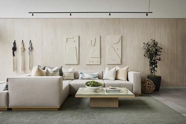 Clubhouse with elegant design and cozy seating at Santal Thousand Oaks Apartments, a Greystar luxury community