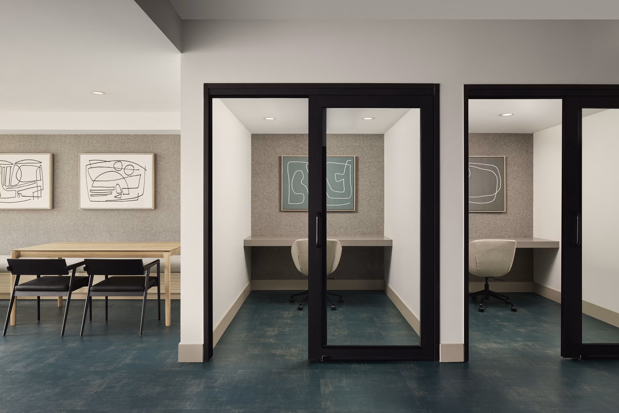Clubhouse featuring modern design and cozy seating at Santal Thousand Oaks Apartments