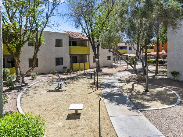 outdoor fitness area at Villatree Apartments