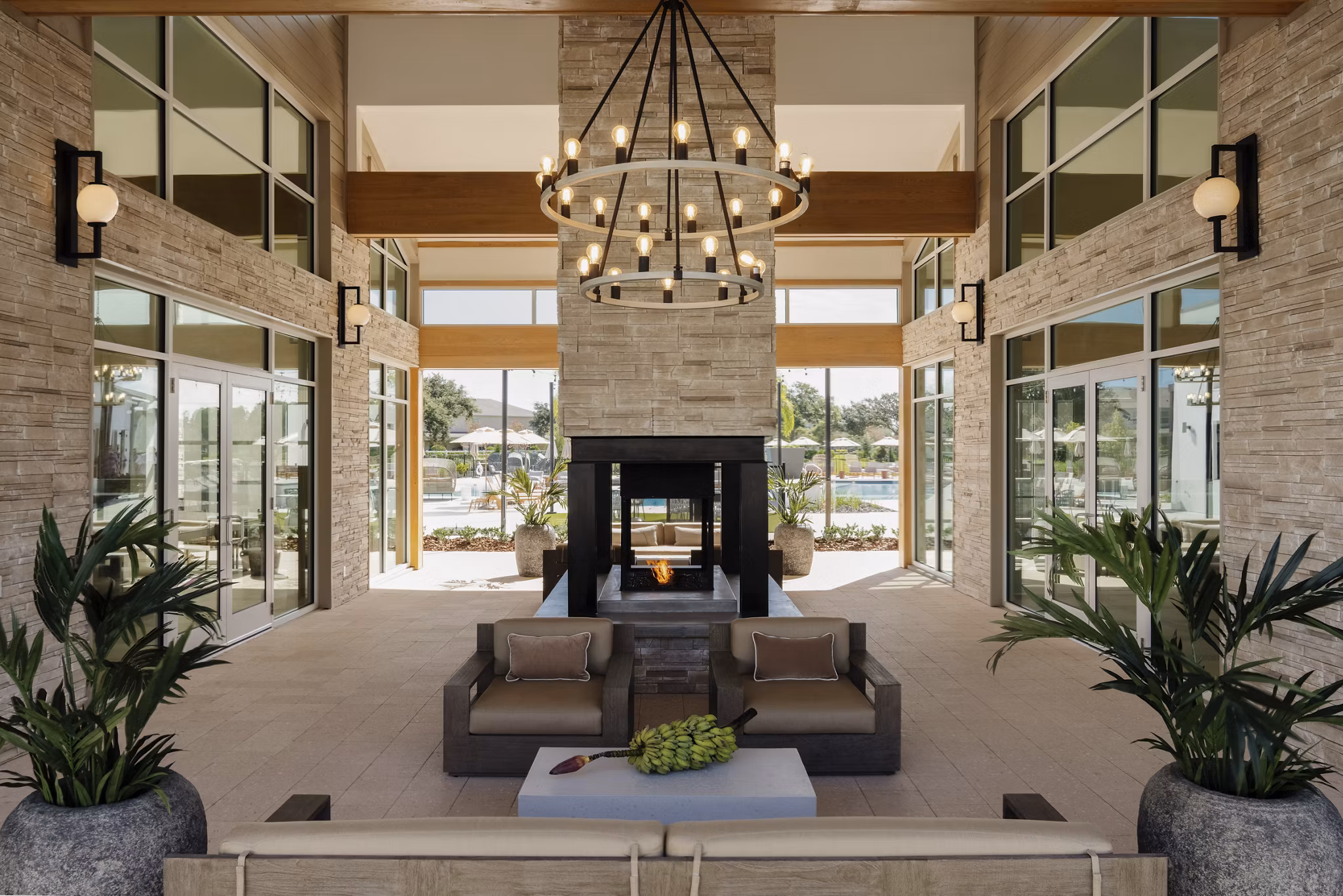 Elegant clubhouse with modern decor at Lynwind Apartments, perfect for social gatherings and events in this luxury community