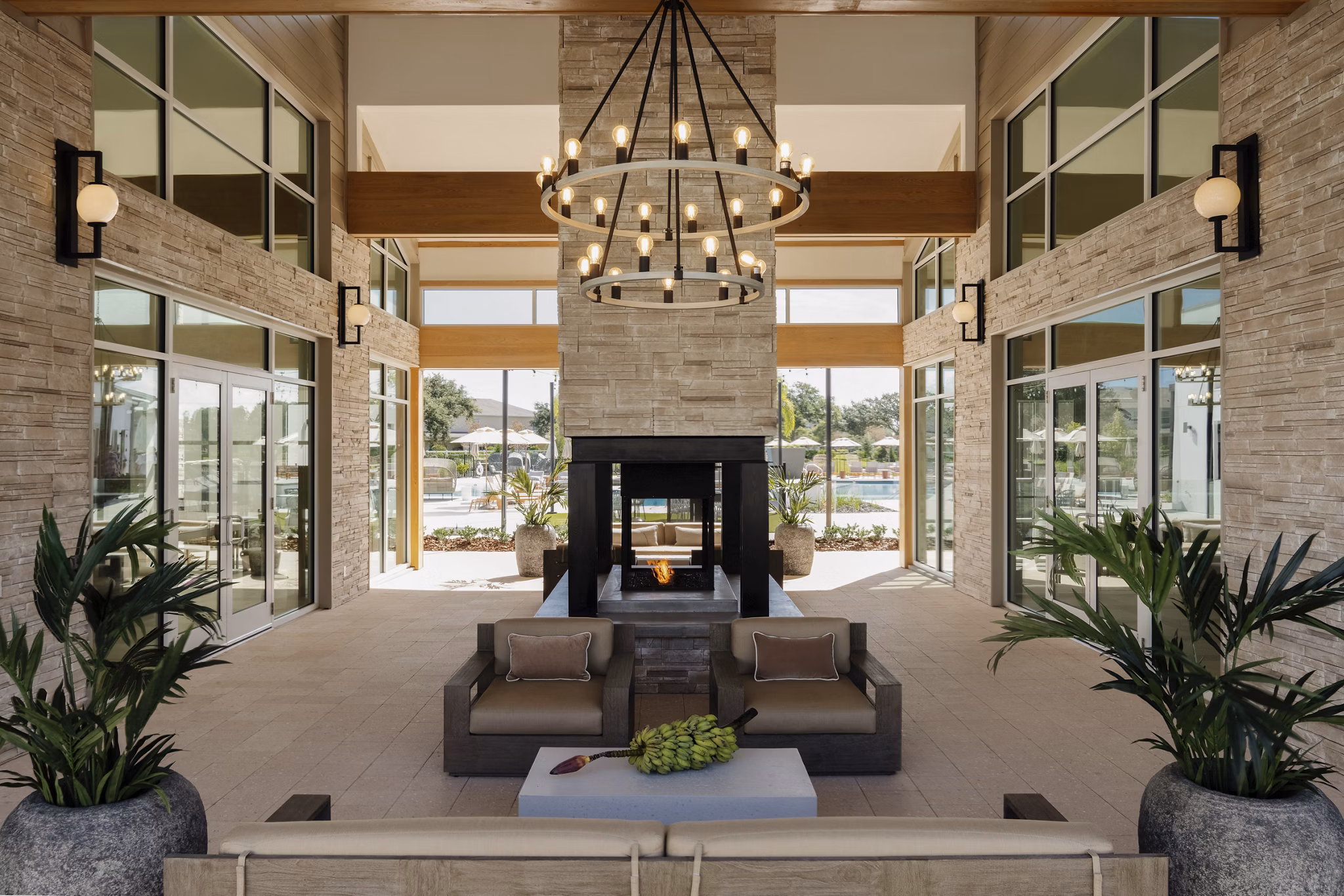 Elegant clubhouse with modern decor at Lynwind Apartments, perfect for social gatherings and events in this luxury community