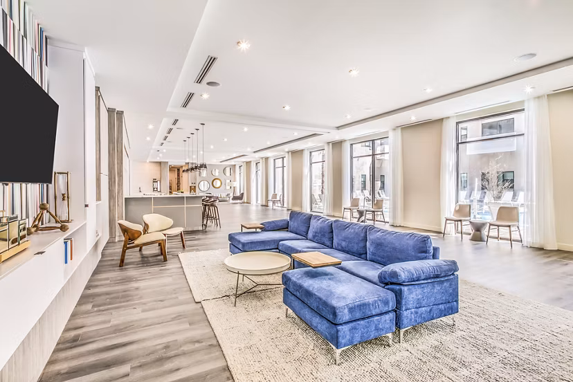 Clubhouse with modern design and seating at Parc Haven Apartments, Las Vegas Ideal space for gatherings and social events