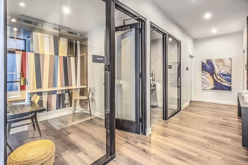 Clubhouse featuring modern design and seating areas at Parc Haven Apartments in Las Vegas