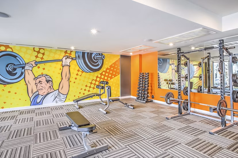 Modern fitness center with state-of-the-art equipment at Parc Haven Apartments in a vibrant community setting