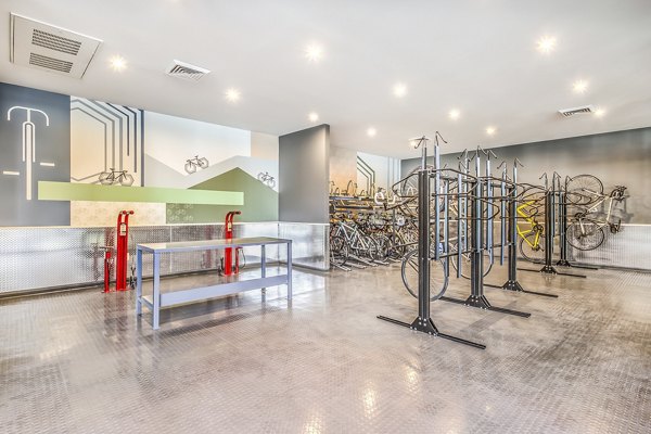 Secure bike storage facility at Parc Haven Apartments with ample space for residents' bicycles