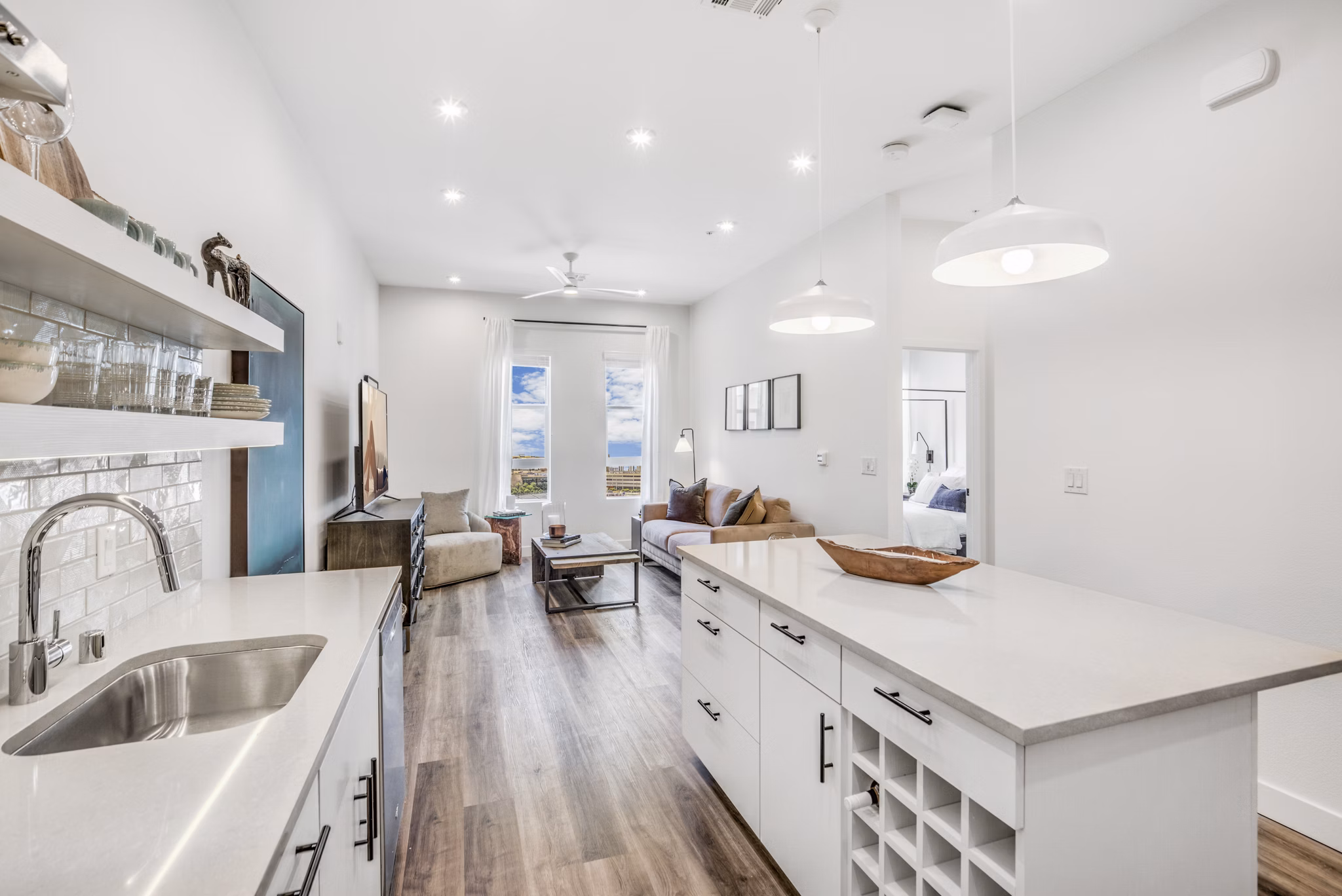 Contemporary kitchen with stainless steel appliances at Parc Haven Apartments