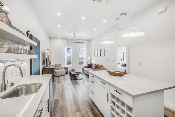 Contemporary kitchen with stainless steel appliances at Parc Haven Apartments