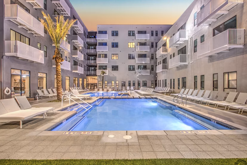 Luxury pool with cabanas at Parc Haven Apartments by