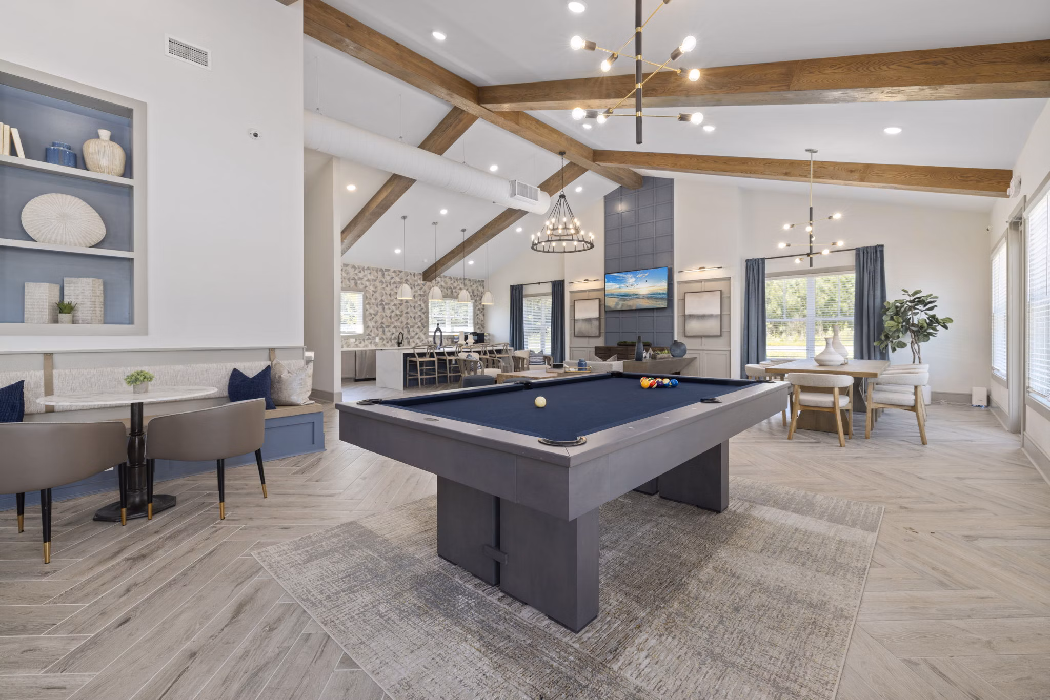 Spacious clubhouse with modern amenities at Banyan Silo Ridge Apartments, ideal for community gatherings and relaxation