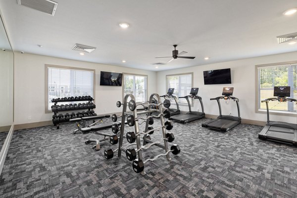 State-of-the-art fitness center with modern equipment at Banyan Silo Ridge Apartments