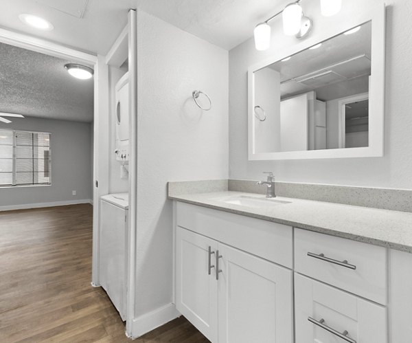 Contemporary bathroom with sleek fixtures at Verve Apartments