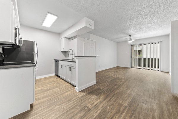 Modern kitchen with stainless steel appliances at Verve Apartments