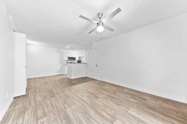 Modern living room with stylish furnishings at Verve Apartments, a luxury Greystar property