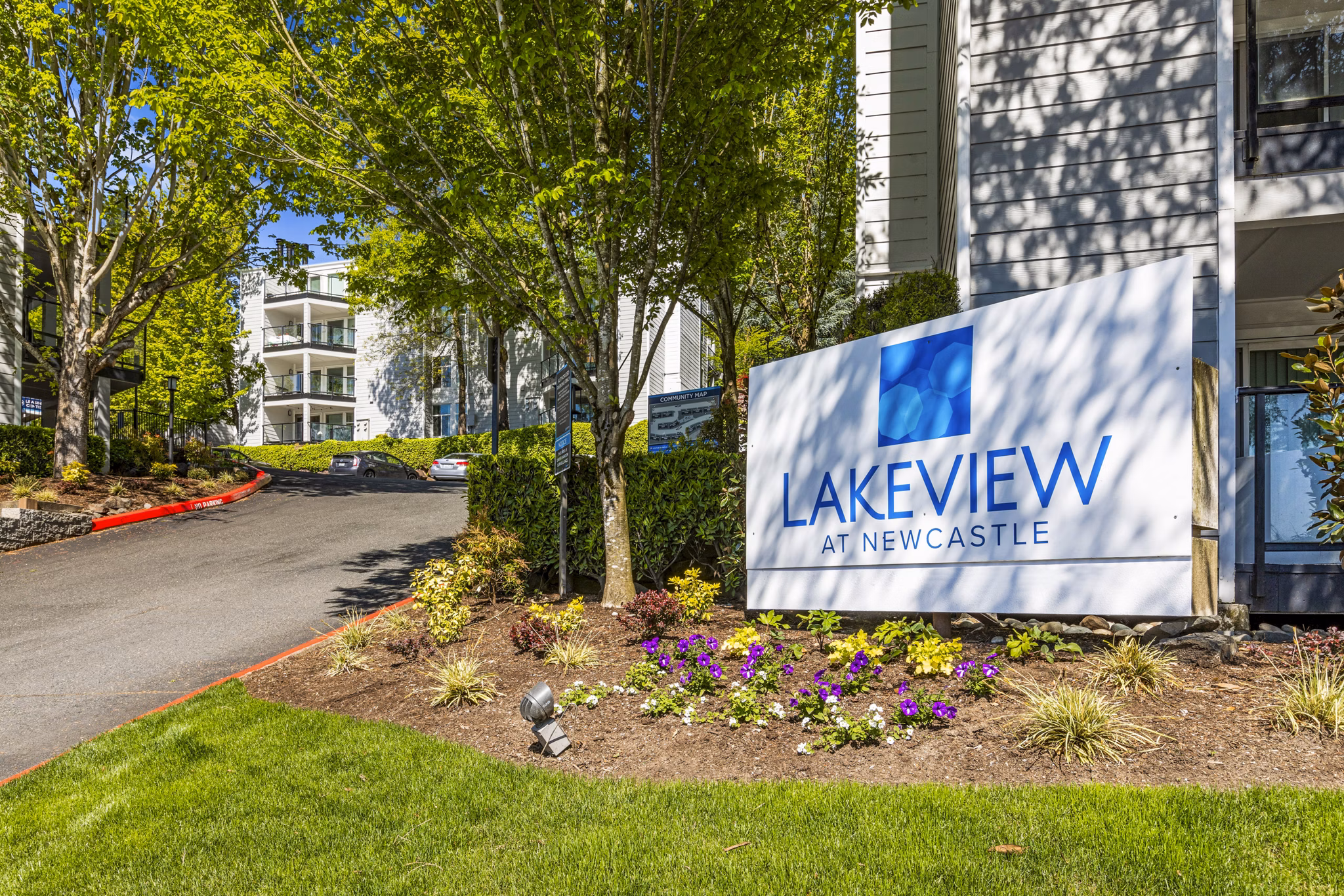 Lakeview at Newcastle: Elegant signage on building for luxury apartments