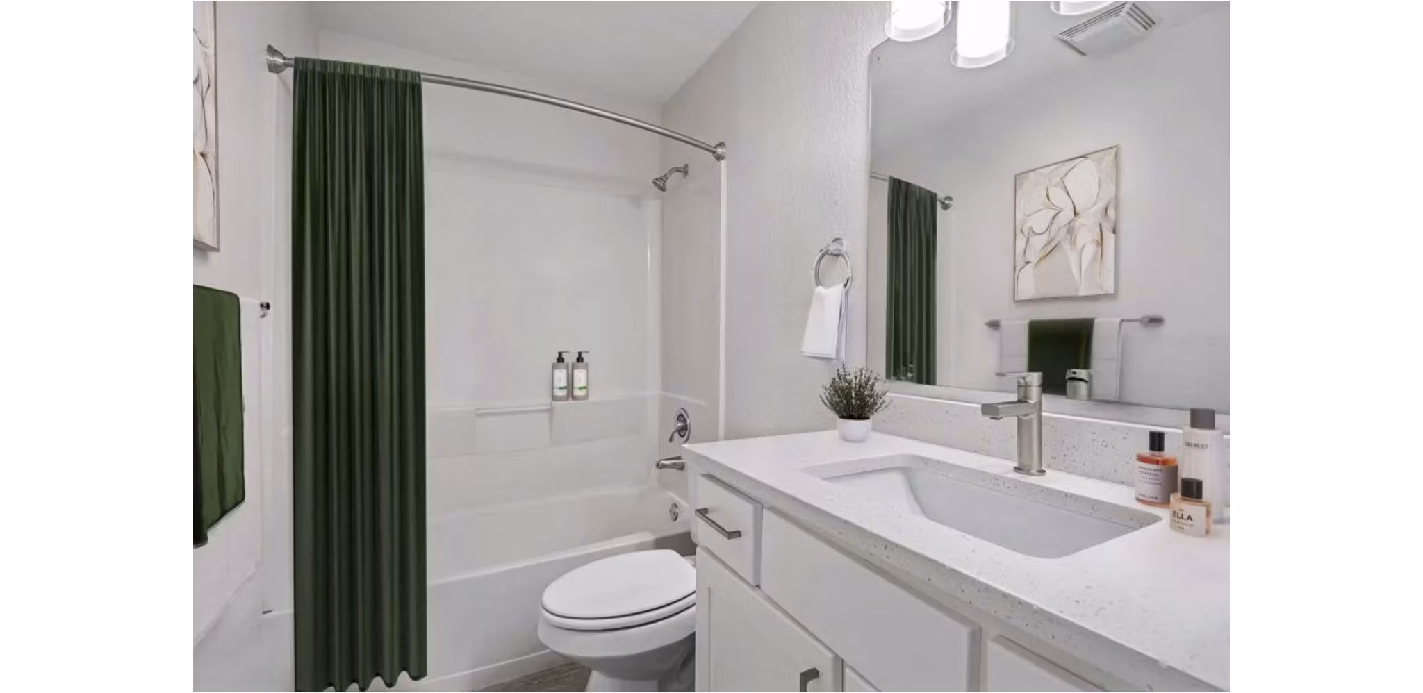 Bathroom featuring modern fixtures and elegant tilework at Lakeview at Newcastle Apartments