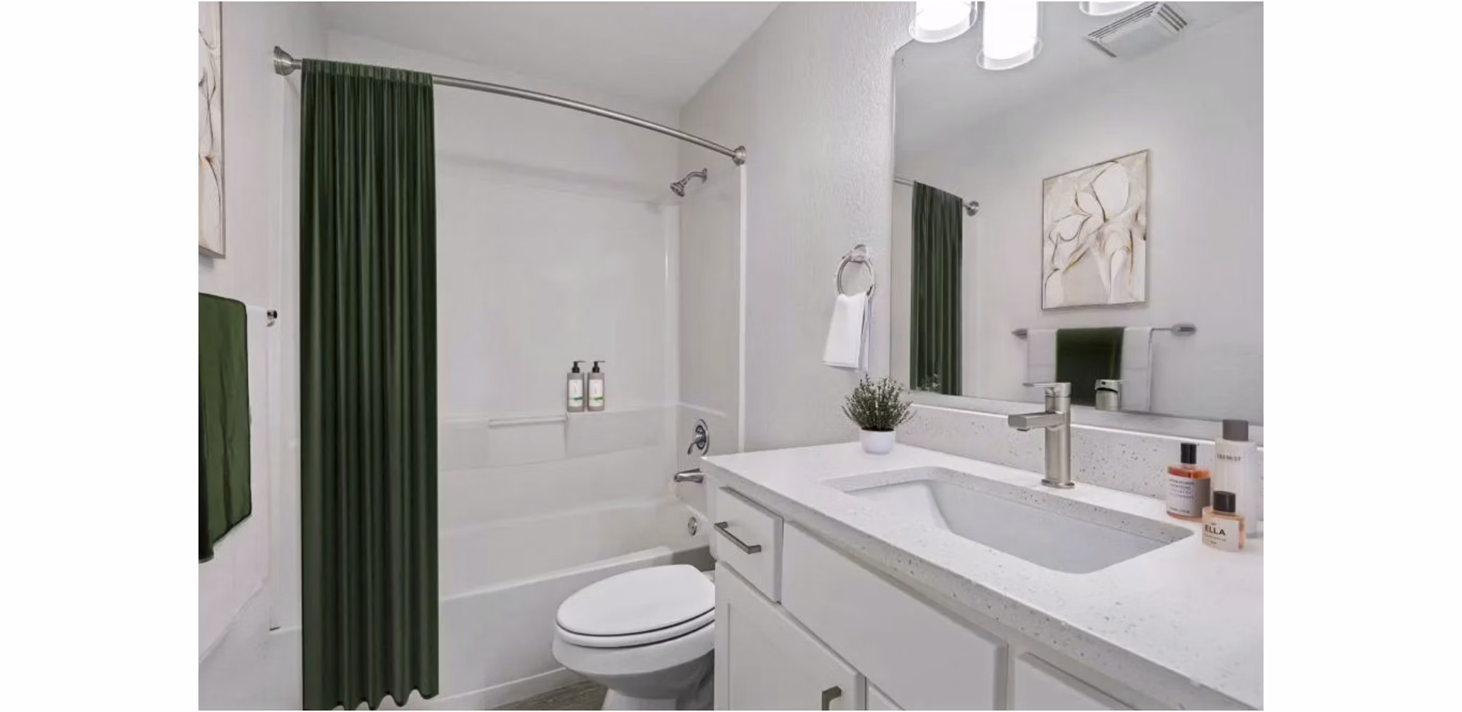 Bathroom featuring modern fixtures and elegant tilework at Lakeview at Newcastle Apartments