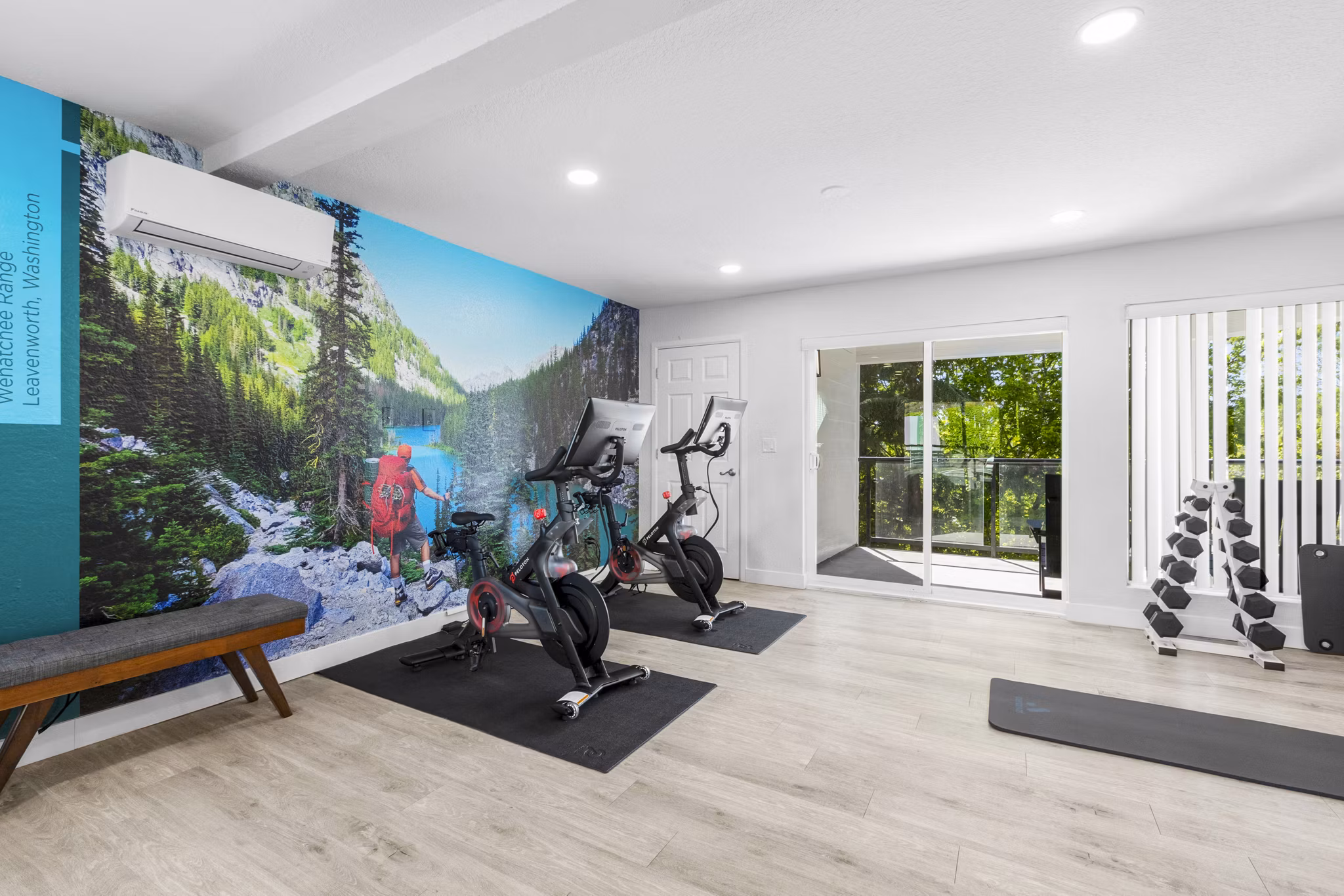 Modern fitness center with state-of-the-art equipment at Lakeview at Newcastle Apartments