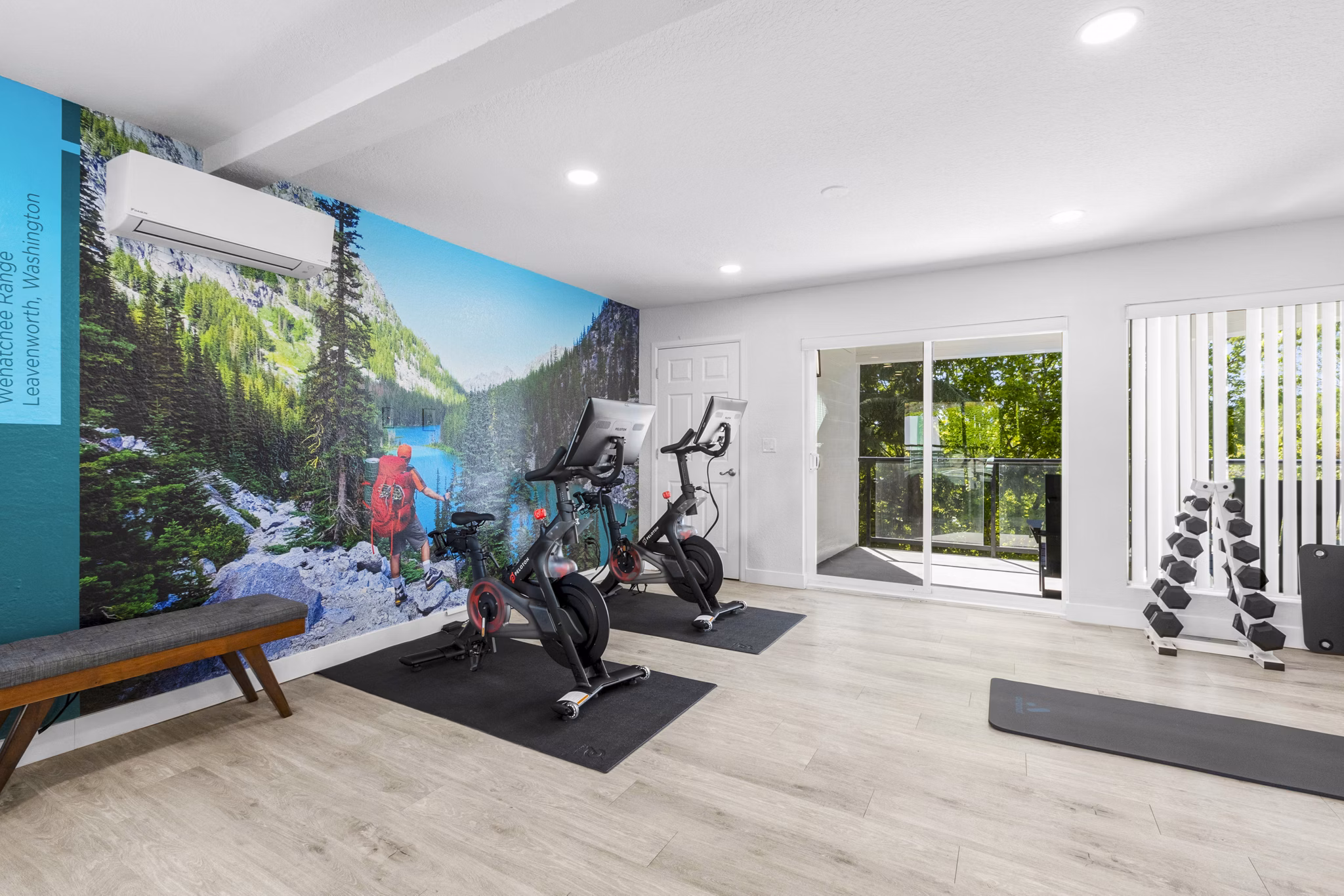 Modern fitness center with state-of-the-art equipment at Lakeview at Newcastle Apartments