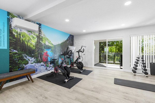 Modern fitness center with state-of-the-art equipment at Lakeview at Newcastle Apartments