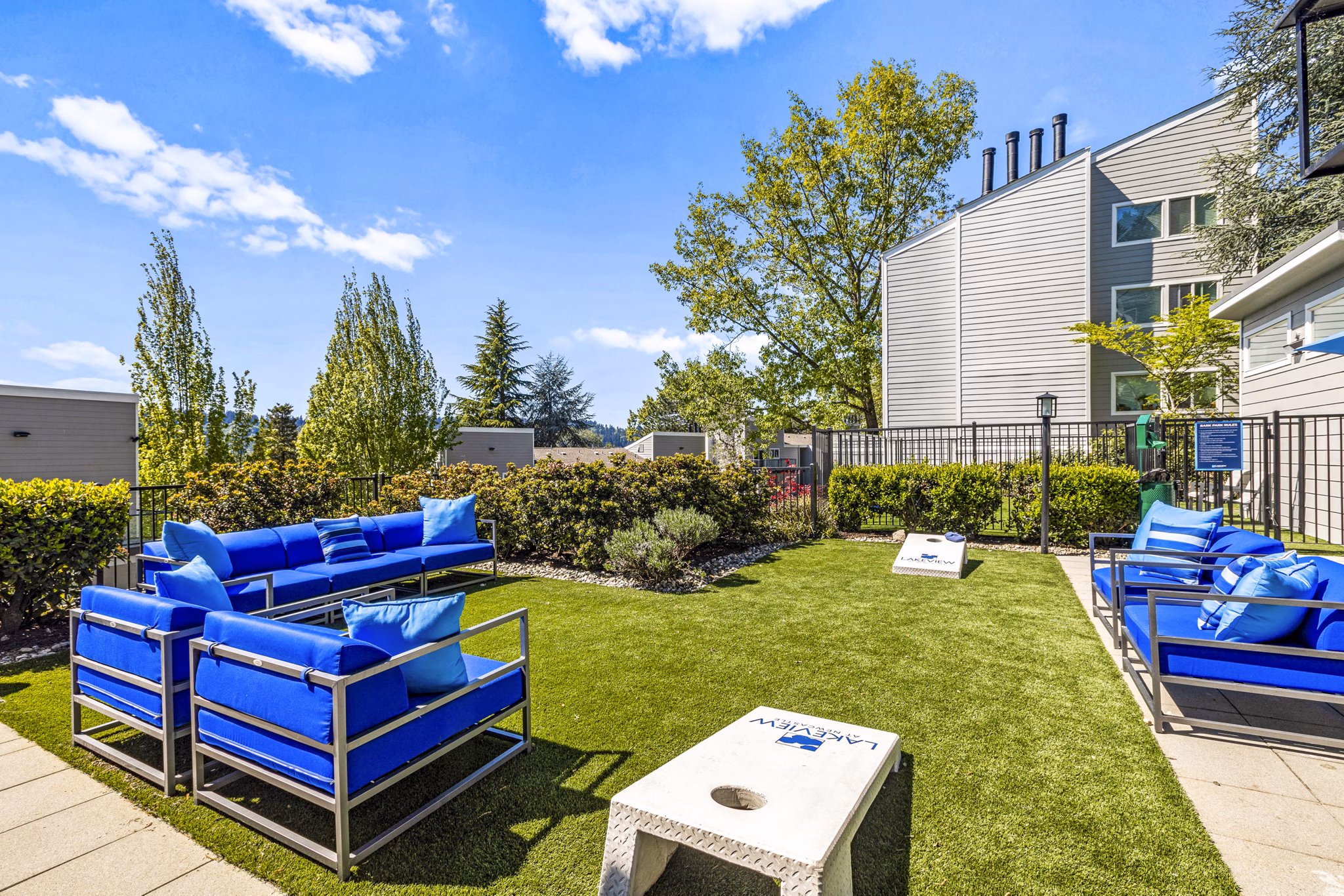 Relaxing recreational area with lush greenery at Lakeview at Newcastle Apartments