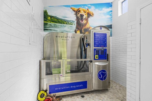 Dog wash station at Lakeview at Newcastle Apartments with modern amenities for pet care