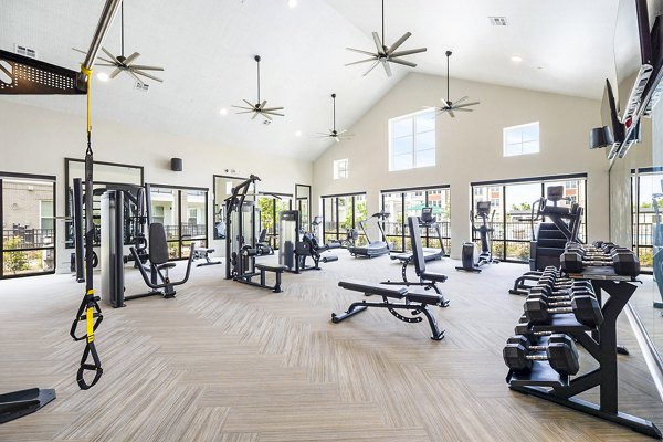 Fitness center with state-of-the-art equipment at Elan Harvest Green Apartments