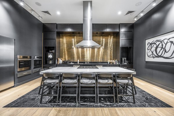 clubhouse kitchen at Avenu at Natick Apartments