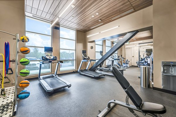 fitness center at Avenu at Natick Apartments