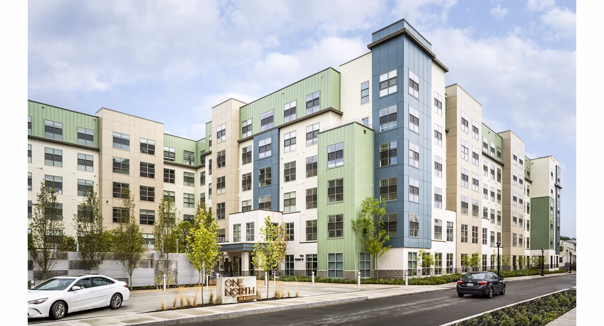 One North: Modern multi-story luxury apartments in urban setting