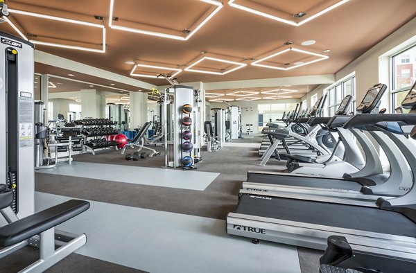 State-of-the-art fitness center with modern equipment at One North of Boston Apartments