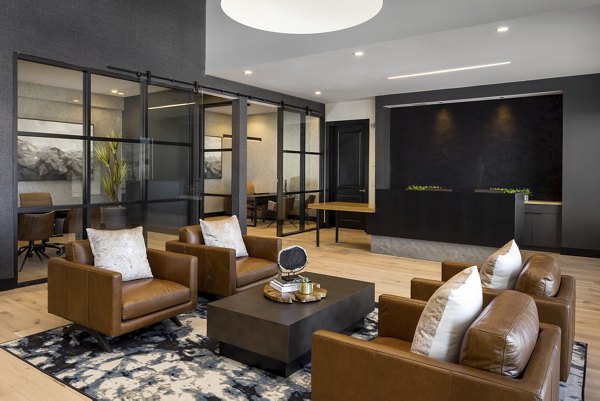 Modern clubhouse with chic decor at Broadstone Wren Apartments, luxury living in a vibrant community
