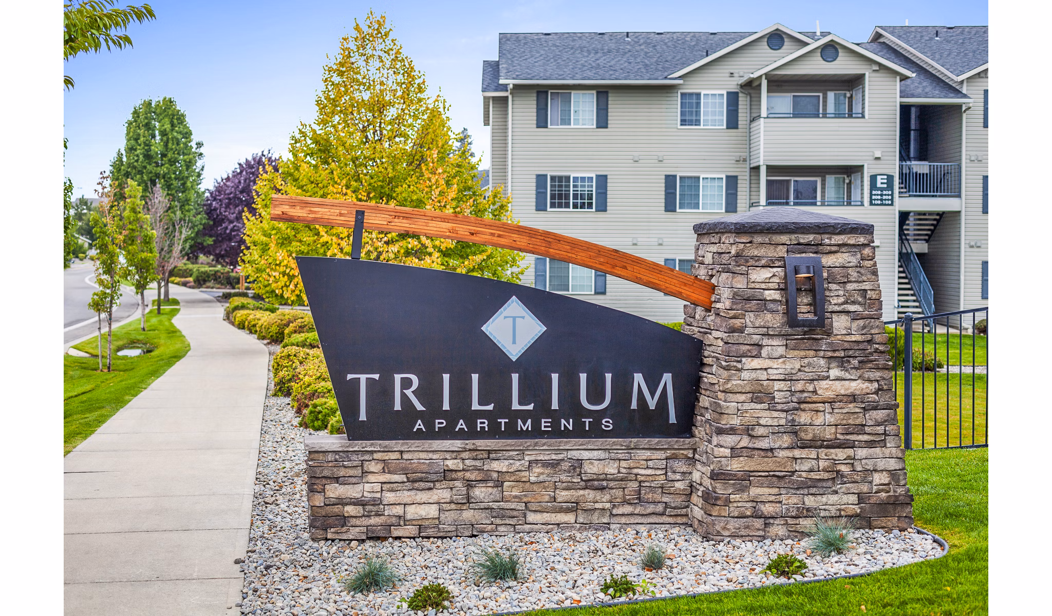 Trillium Apartments: Signage for luxury living community in prime location