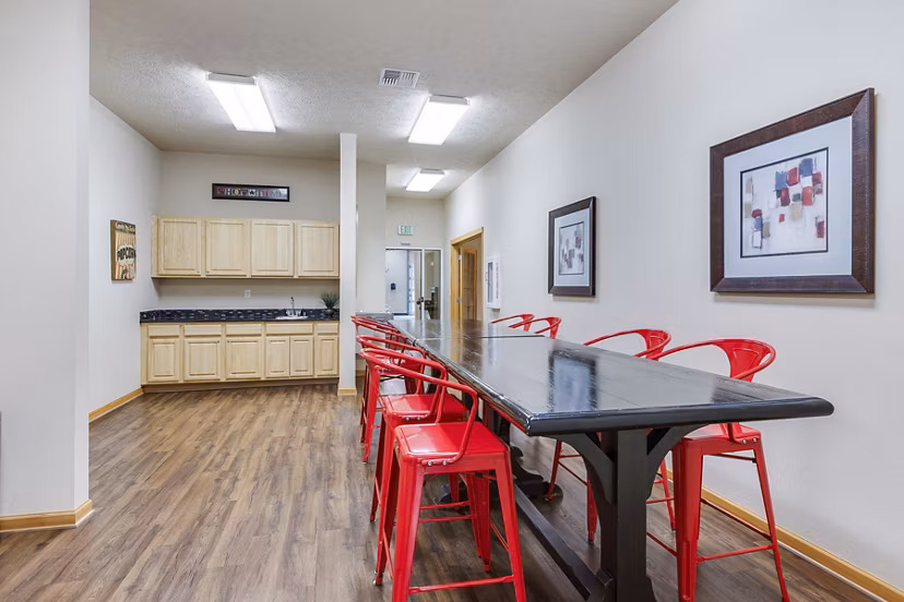 Elegant clubhouse space with modern decor at Trillium Apartments, ideal for resident gatherings and events