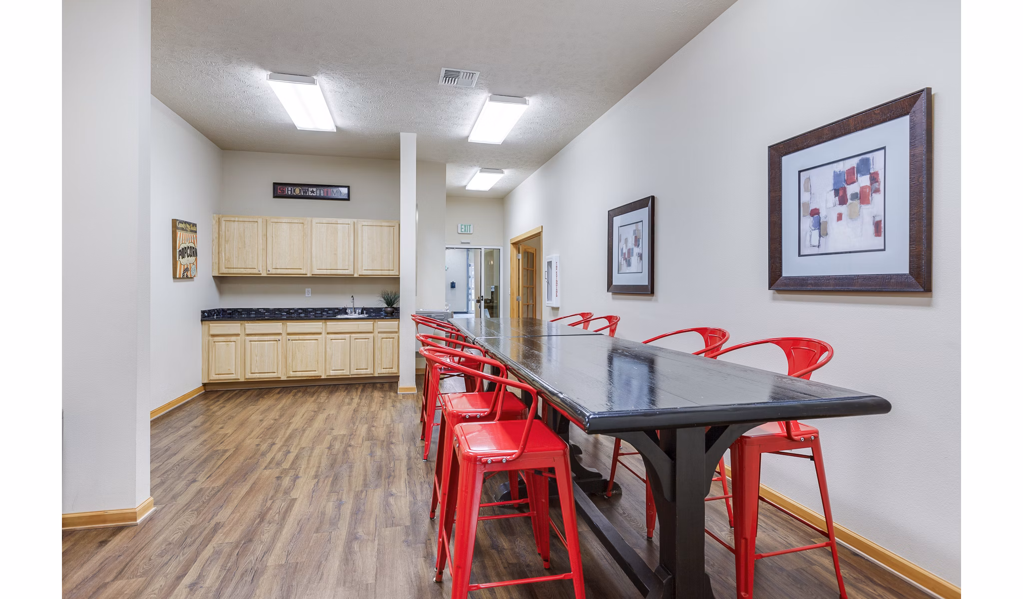 Elegant clubhouse space with modern decor at Trillium Apartments, ideal for resident gatherings and events