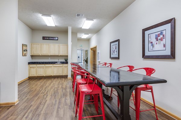 Elegant clubhouse space with modern decor at Trillium Apartments, ideal for resident gatherings and events