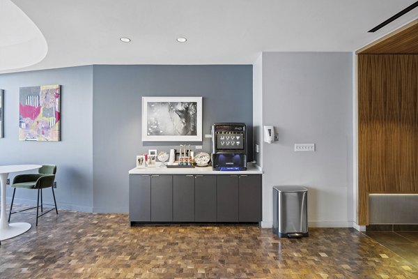 Elegant dining room with contemporary furnishings at Radian Apartments in a luxury setting