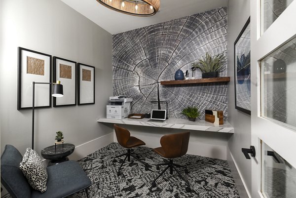 Business center featuring modern workspaces at Austin Avenue Apartments