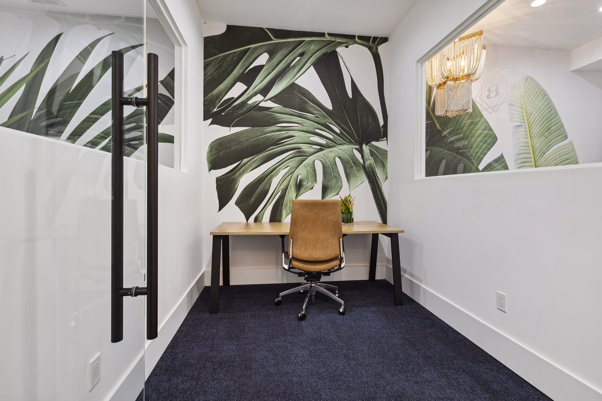 Business center with modern workstations at The Banks at Rivergate Apartments