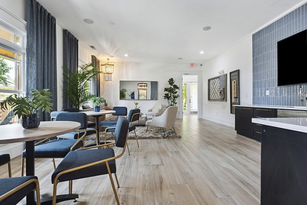 Clubhouse featuring modern design and comfortable seating at The Banks at Rivergate Apartments